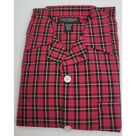 NWT State O Maine Red Plaid Flannel Sleepwear Pajama Set Men's Size Medium - Picture 1 of 9